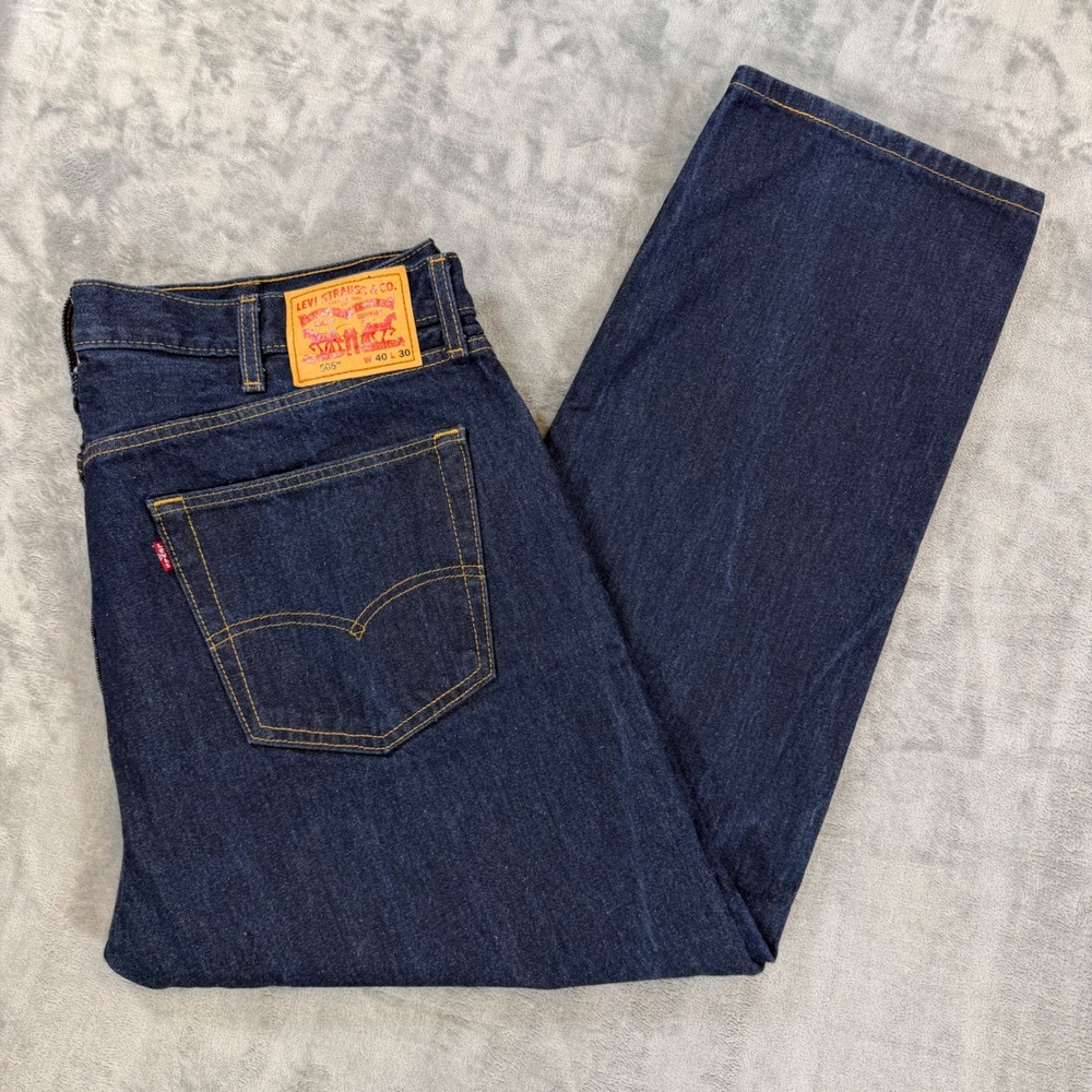 Levi's 505 Regular Fit Jeans Mens Size 40x30 Blue Dark Wash Indigo Pants